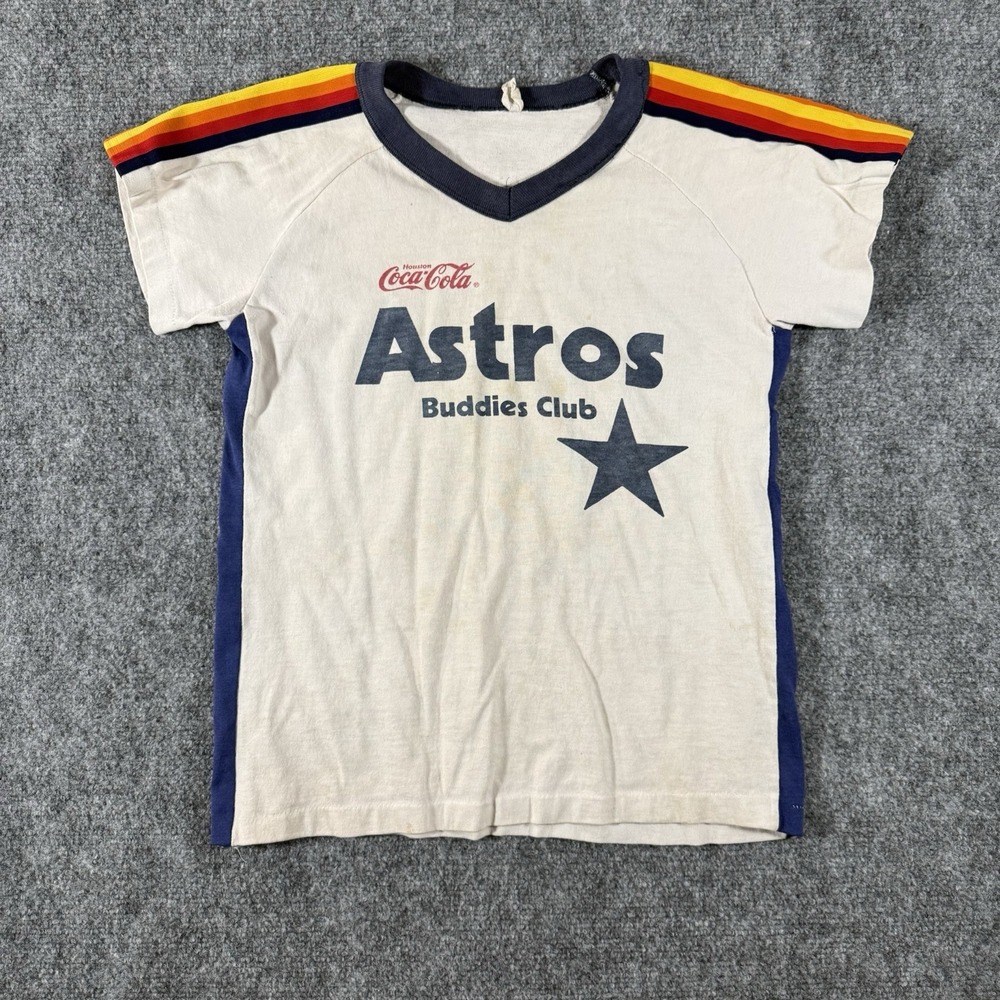 Vintage Houston Astros Shirt Youth Size Large MLB Baseball Sand Knit 80s